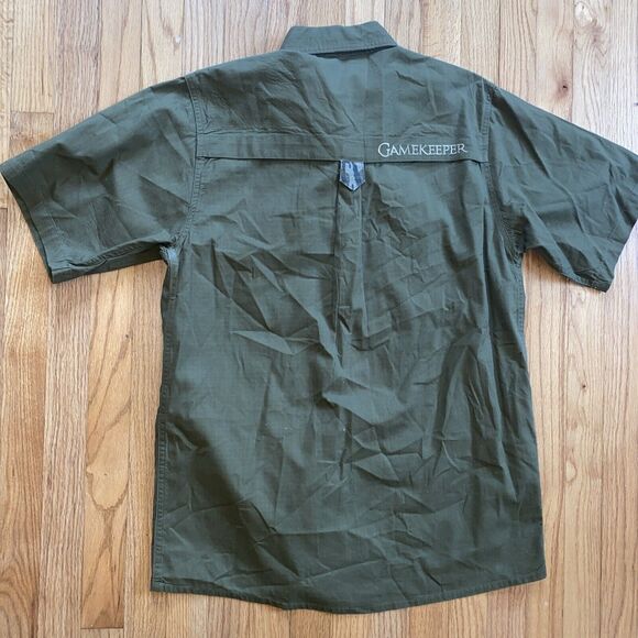 Gamekeeper Men M Army Green Short Sleeve Button-Up Shirt Ripstop Camo Highlights - Picture 8 of 9
